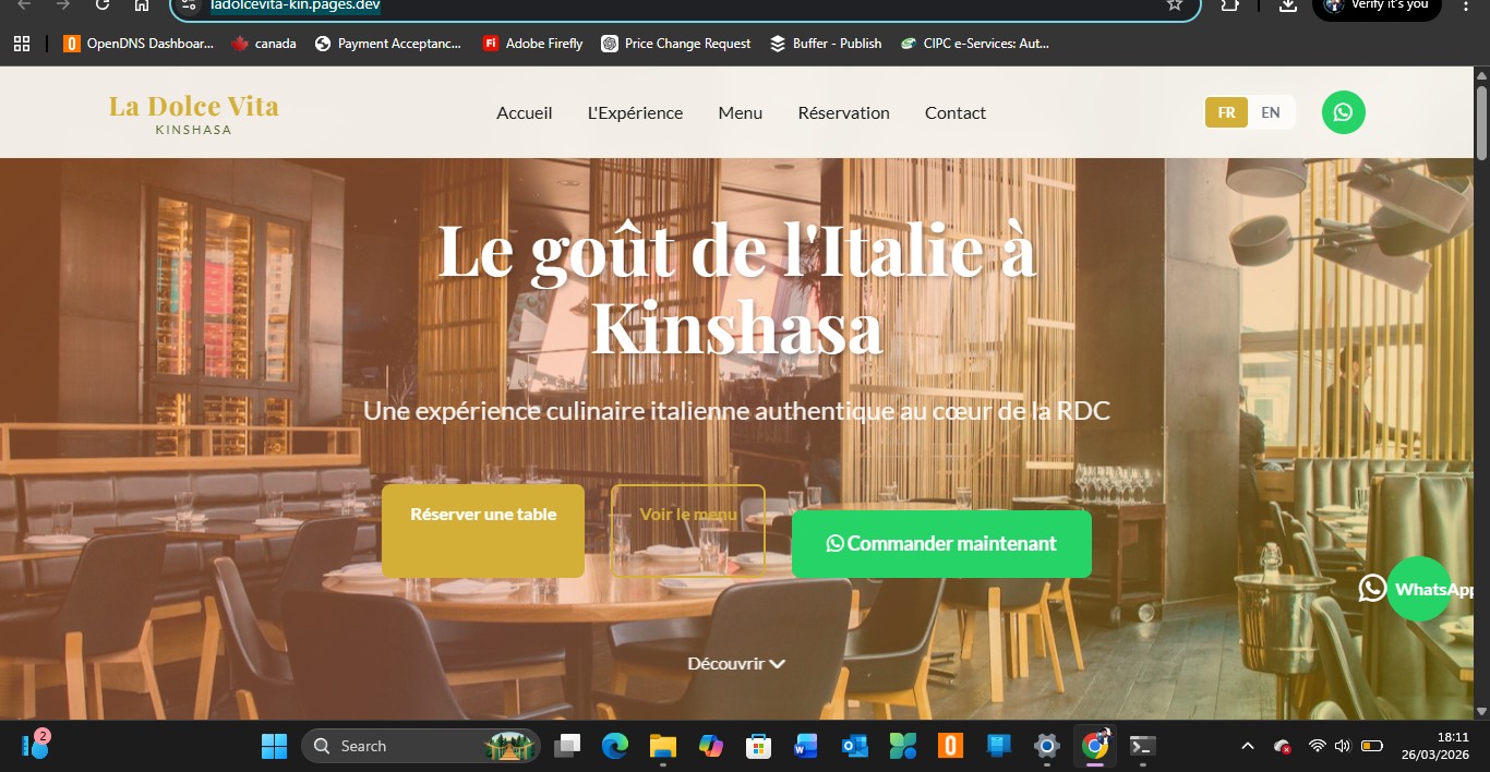 La Dolce Vita Italian restaurant website by SMK Web Design — designed by Stopher Malik, Kinshasa