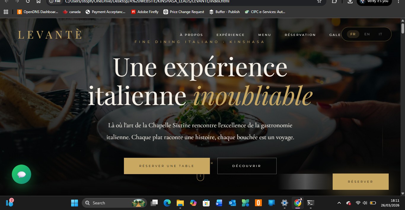 Levante Lebanese restaurant website by SMK Web Design — designed by Stopher Malik, Kinshasa
