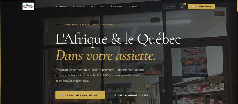 Marché LT Eben-Ezer African grocery e-commerce website by SMK Web Design — designed by Stopher Malik, Montreal