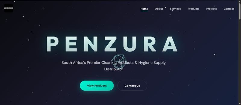 Penzura cleaning products web application by SMK Web Design — designed by Stopher Malik, South Africa