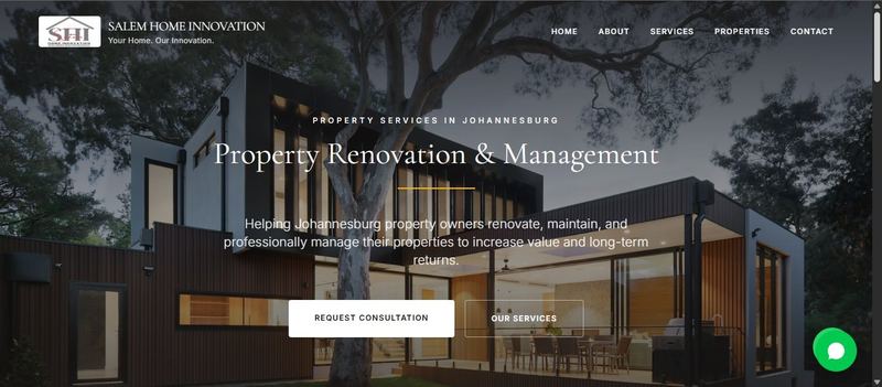 Salem Home Innovation property renovation website by SMK Web Design — designed by Stopher Malik, Johannesburg